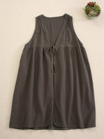 Mori Girl Sleeveless Tie-Front Layering Dress