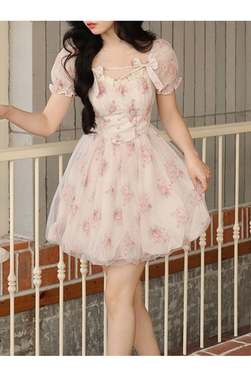 French Floral Mini Fairy Dress