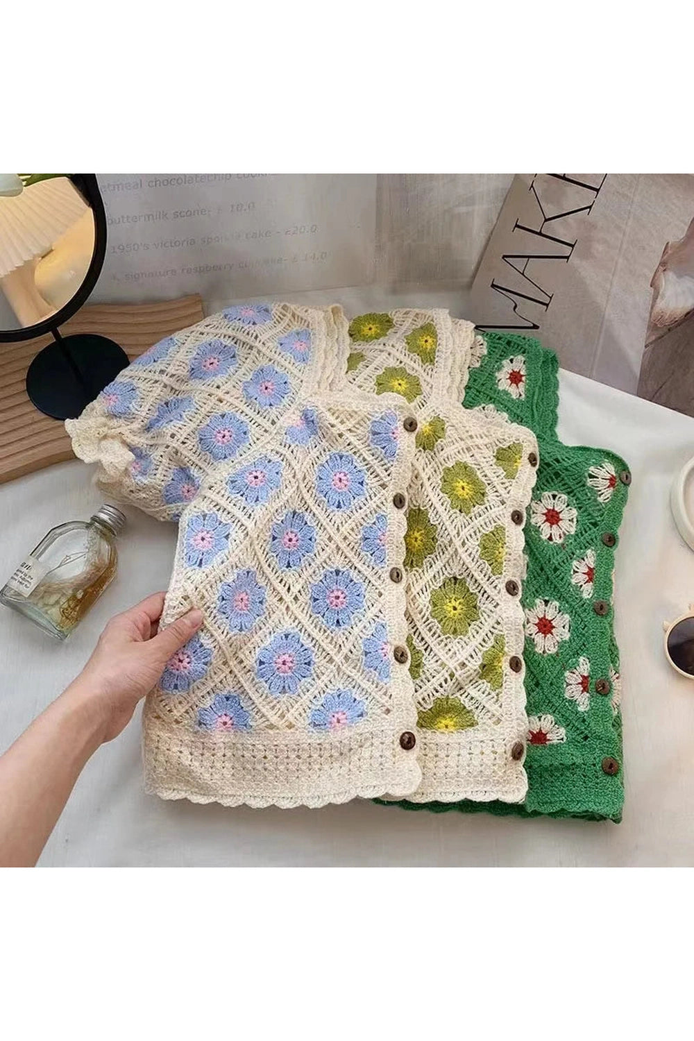 Flower Crochet Crop Fall Cardigan cottagecoreclothes