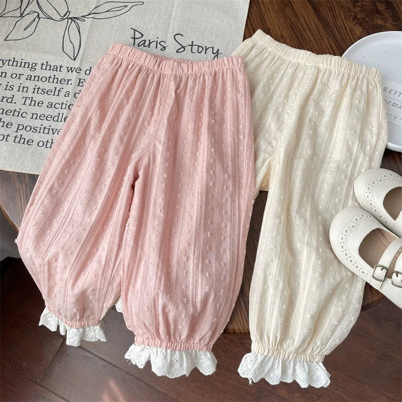 Fairycore Blush Eyelet Bloomer Pants