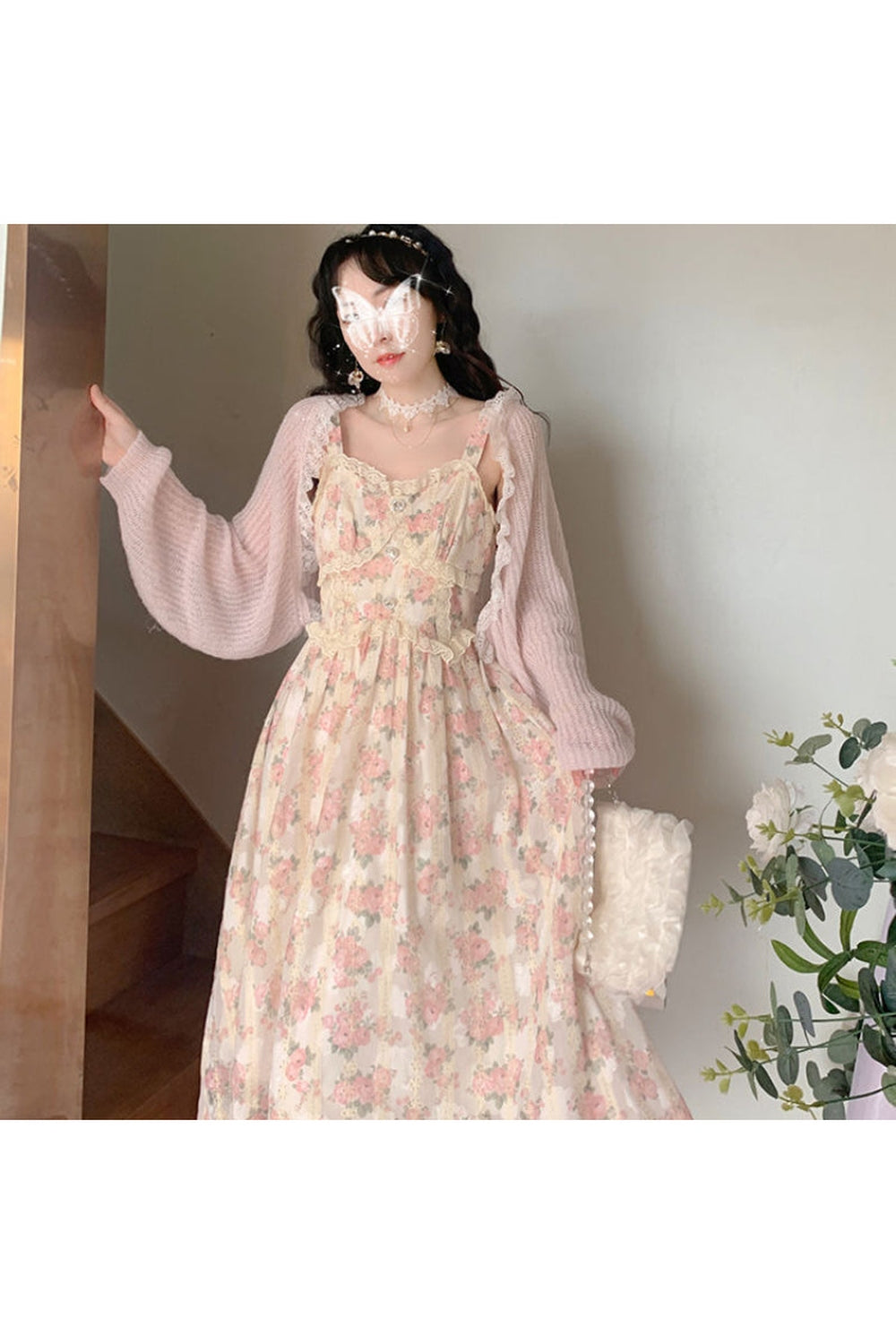 Elegant Floral Fairy Midi Dress