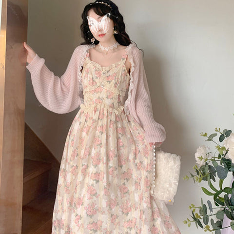 Elegant Floral Fairy Midi Dress