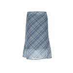 Vintage Blue Plaid Midi Skirt