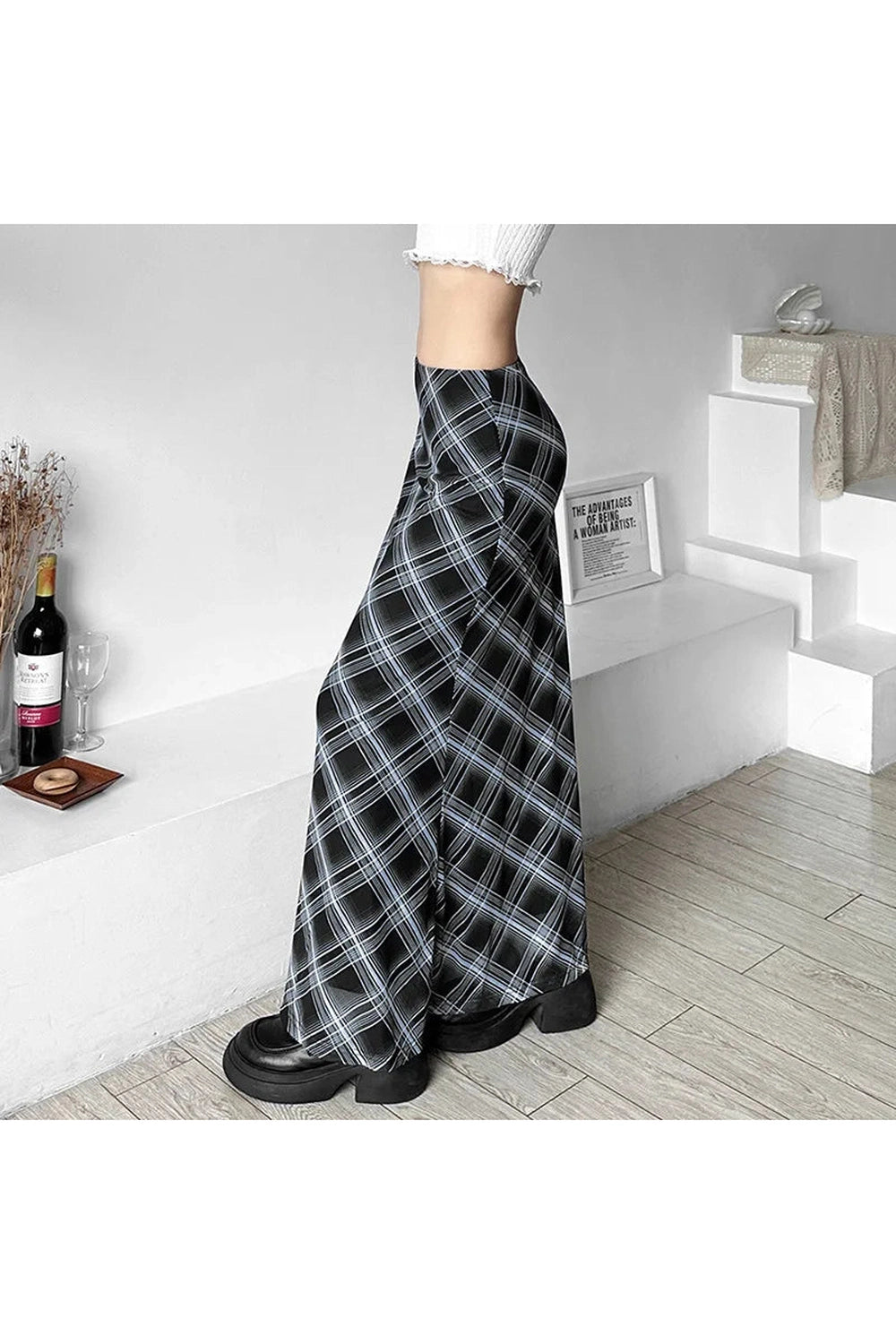 Black and Blue Plaid Maxi Skirt