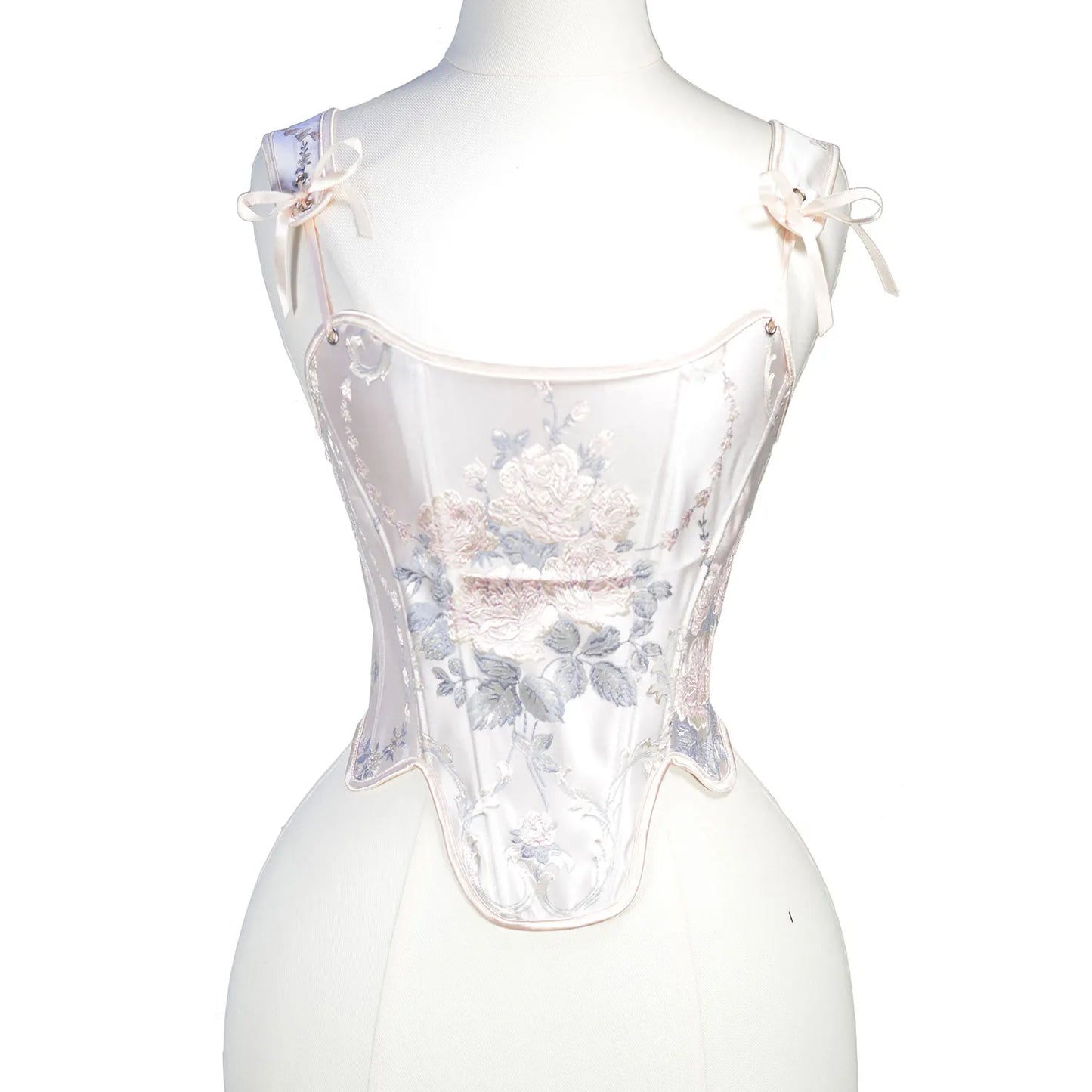 Fairycore Pale Rose Brocade Structured Corset