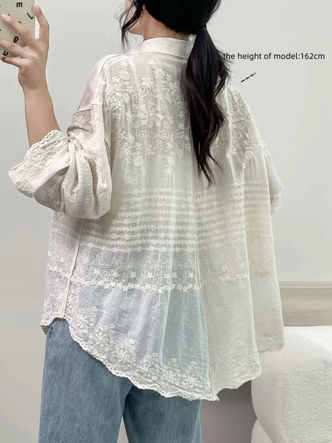 Floral Embroidery Tunic Shirt