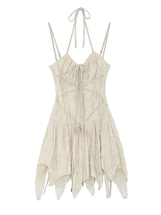 Dress Gothic Y2K Pleated V-Neck