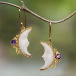 Fairycore Crescent Moon Face Drop Earrings