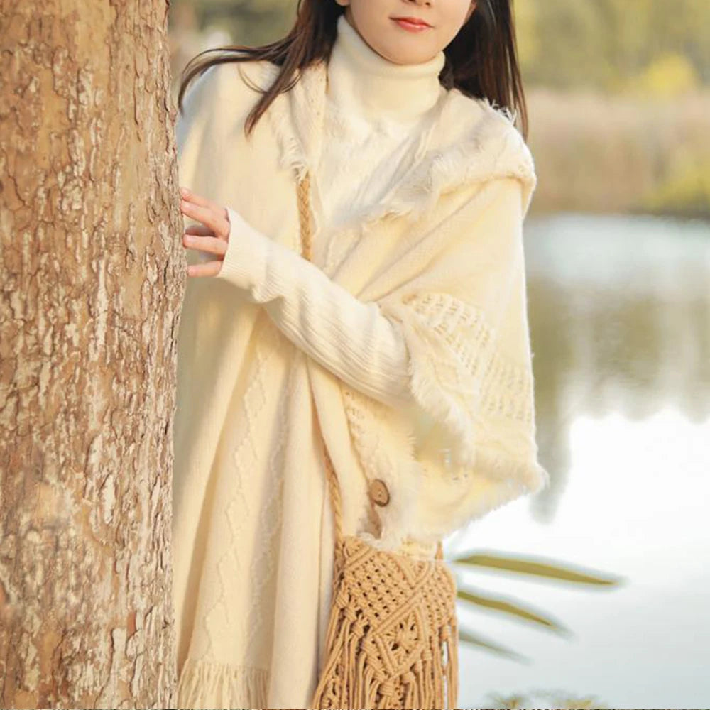 Knitted Cape Shawl Poncho