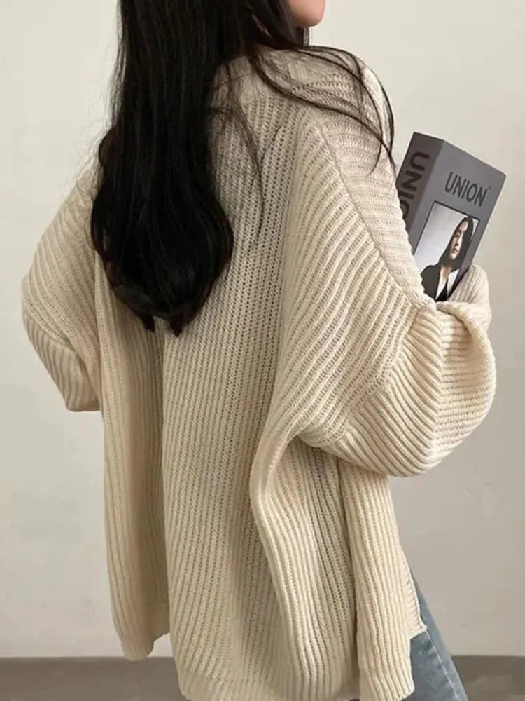 Minimalist Slouchy Ribbed Cardigan