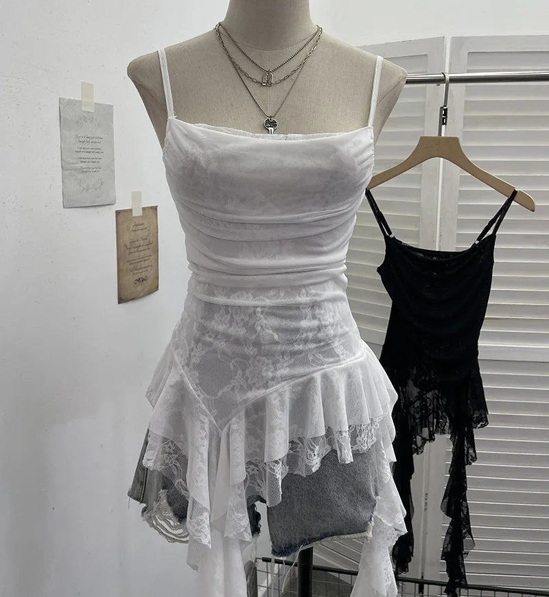 Fairy Grunge Ashen Velvet Ruin Cami Dress