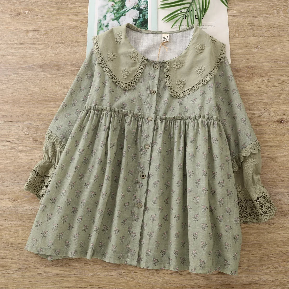 Mori Girl Lace Cuff Babydoll Blouse