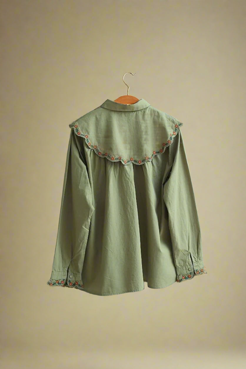 Cottagecore Embroidered Petal Collar Blouse cottagecoreclothes