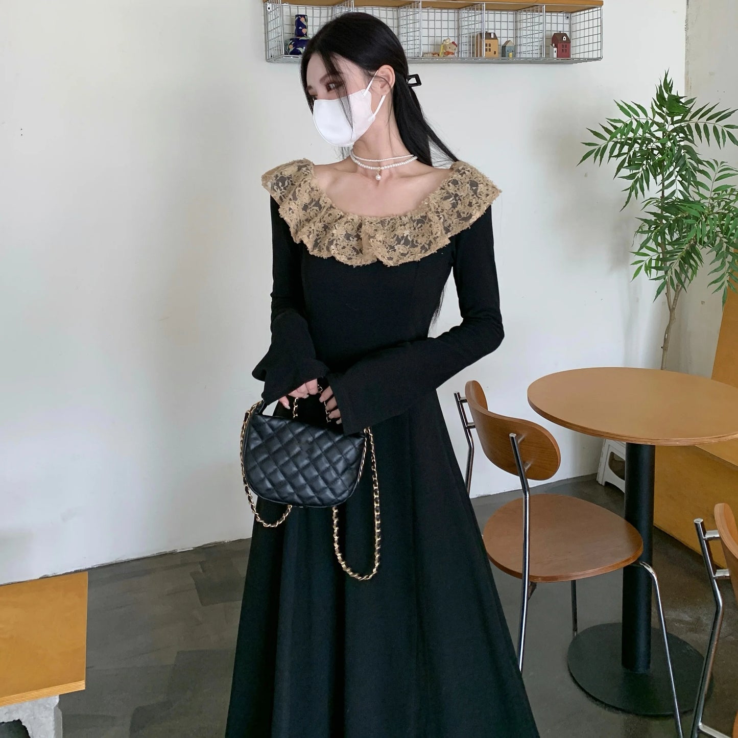 Whimsigoth & Black Corset-Back Maxi Dress