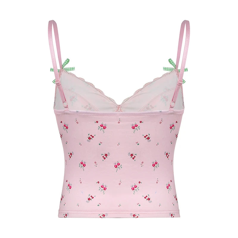 Fairycore Gingham Ribbon Bow Tank Top