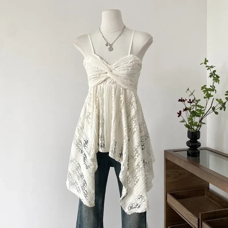 Fairy Grunge Midnight Lace Handkerchief Cami