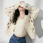 Vintage Flower Embroidered Crop Cardigan