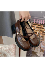 Vintage Cross-Strap Chunky Shoes