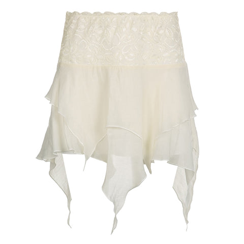Fairycore Asymmetrical Hem Mesh Skirt