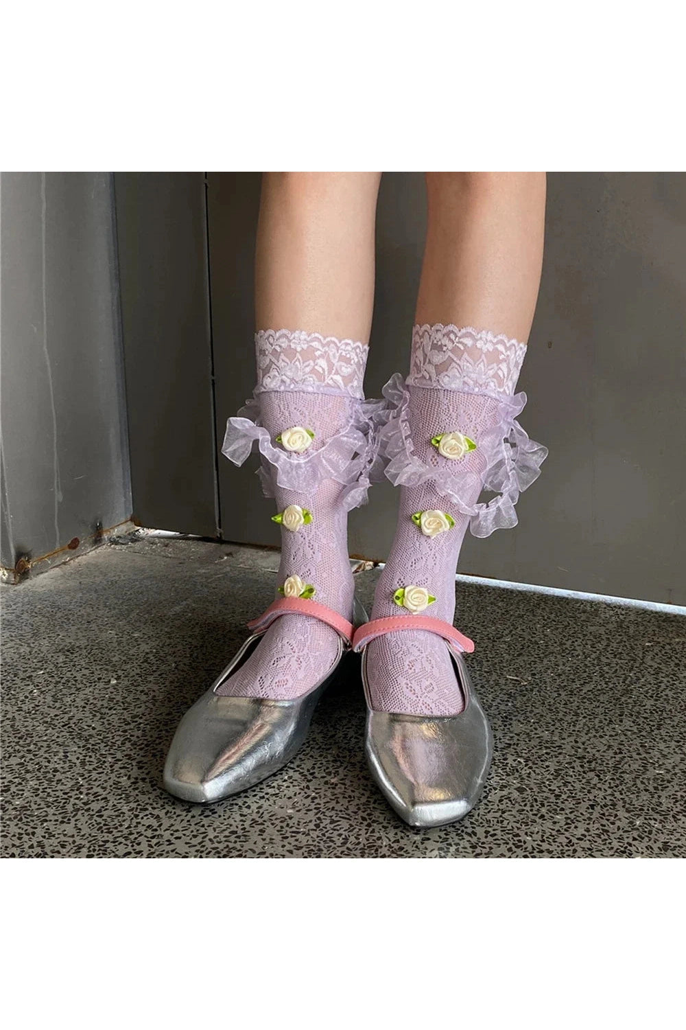 Rose Lace Flower Socks cottagecoreclothes