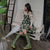 Green Floral Cottagecore Midi Dress