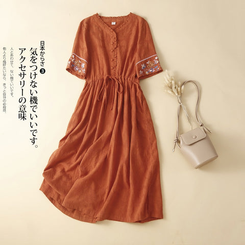 Mori Girl Ruffle Embroidered Dress