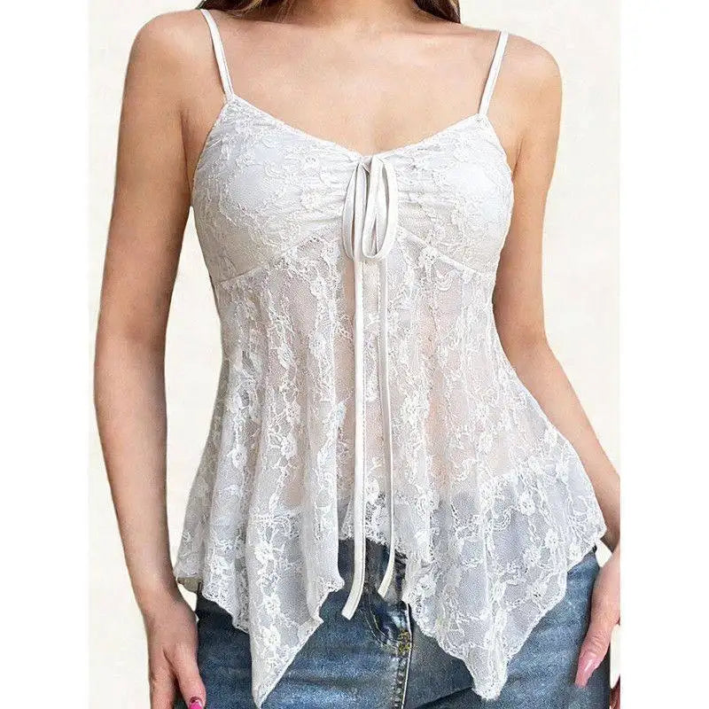 Fairycore Lace Tie Front Top