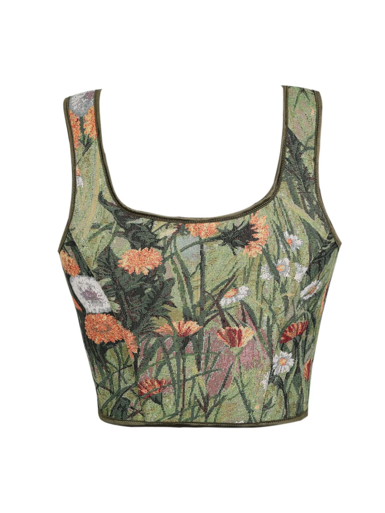 Fairycore Meadow Tapestry Lace-Up Corset Top