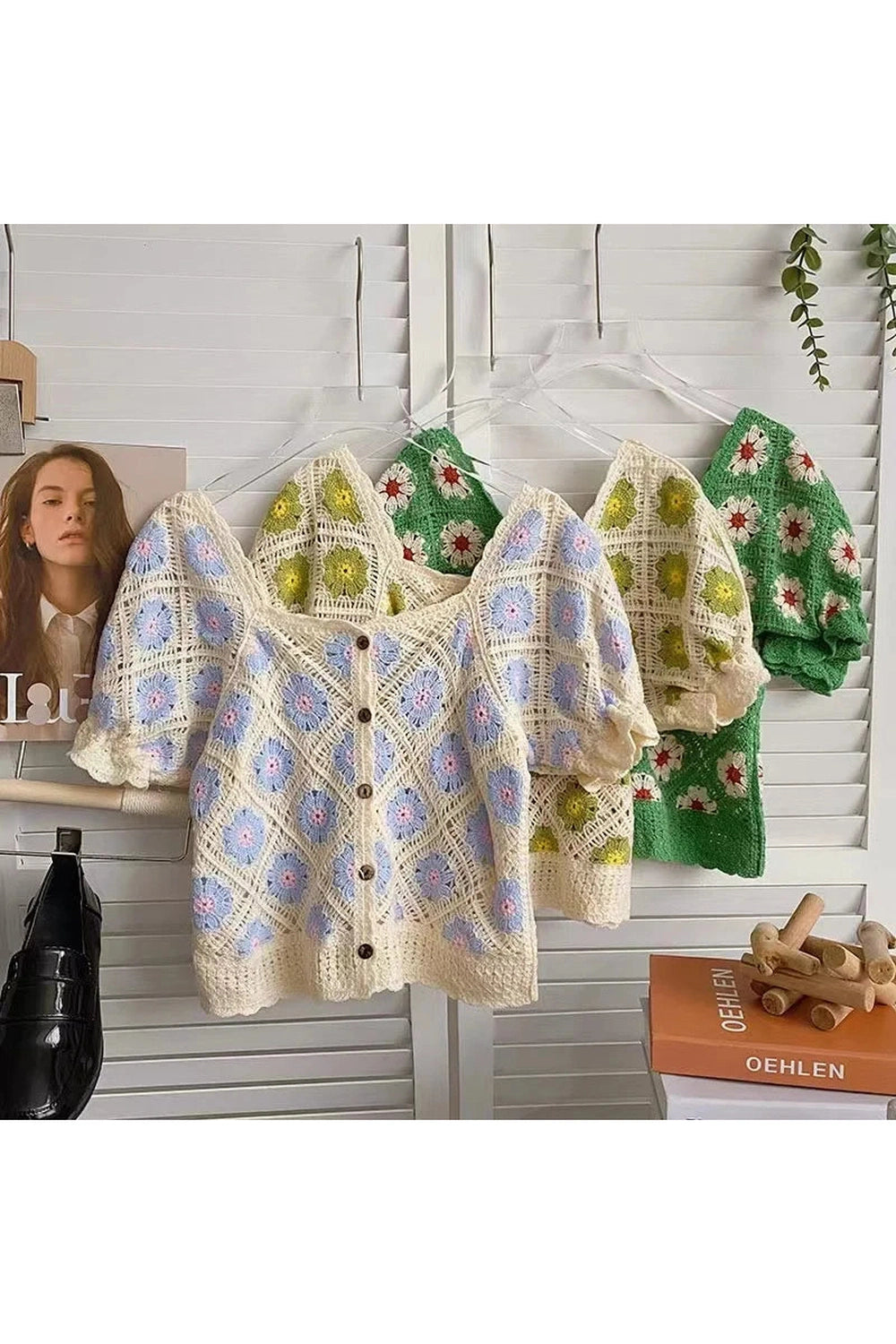 Flower Crochet Crop Fall Cardigan cottagecoreclothes