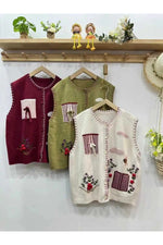 Mori Girl Patchwork Floral Buttoned Vest