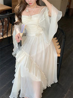 Fairycore Draped Ruffle Gown Dress