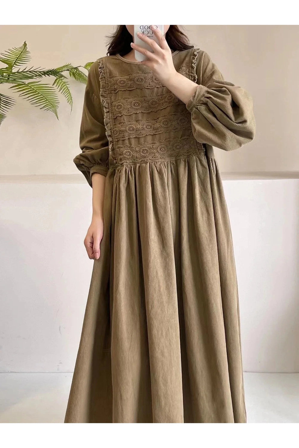 Mori Ruffled Corduroy Dress