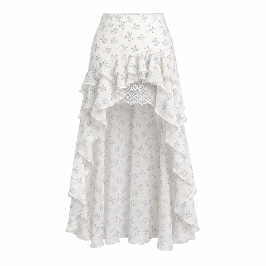 Cottagecore Forget-Me-Not Ruffle Skirt