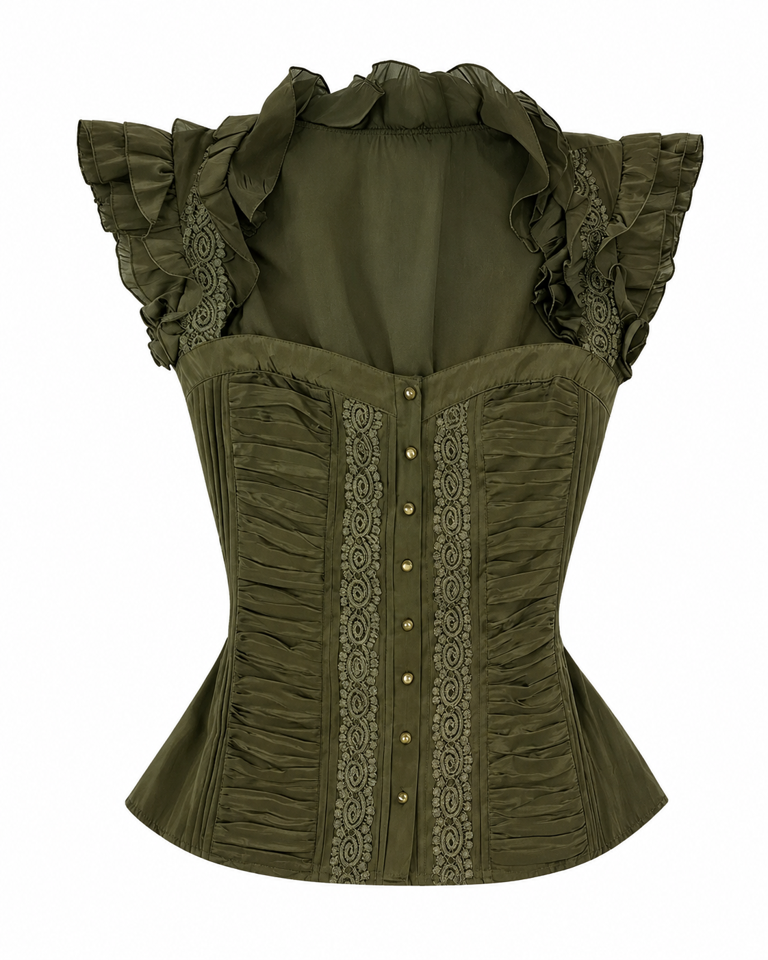Olive Green Dark Cottagecore Corset Top