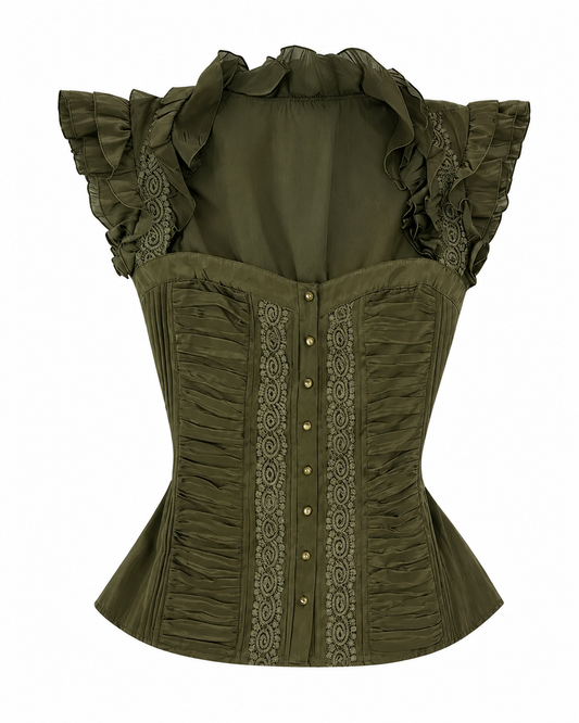 Olive Green Dark Cottagecore Corset Top