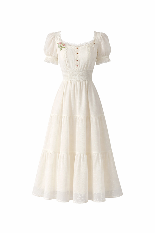 Cottagecore Lace Midi Dress