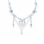 Blue Heart Beaded Necklace