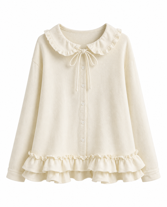Mori Girl Cream Ruffle Peter Pan Collar Blouse