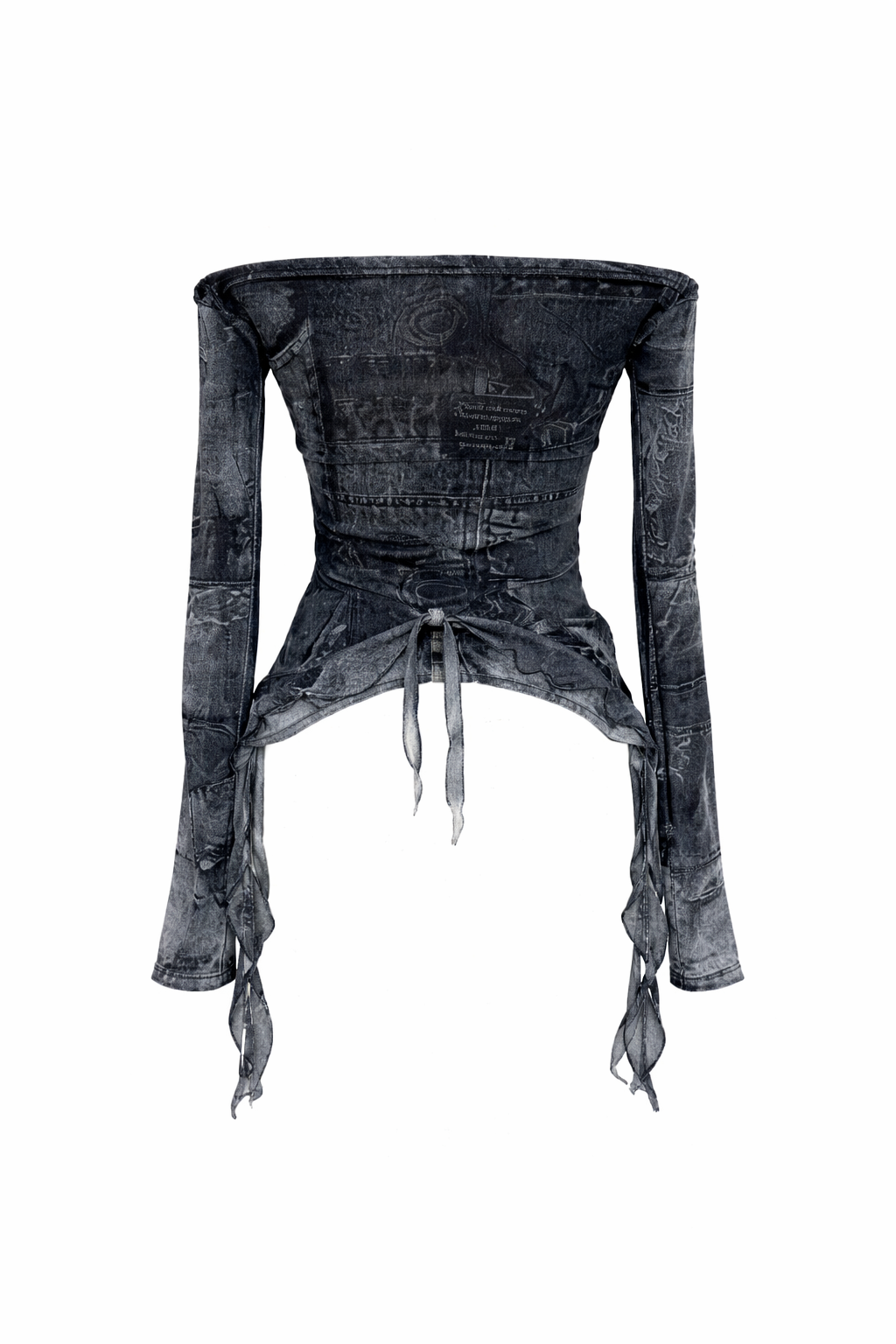 Fairy Grunge Ashen Butterfly Ruffle Mesh Top