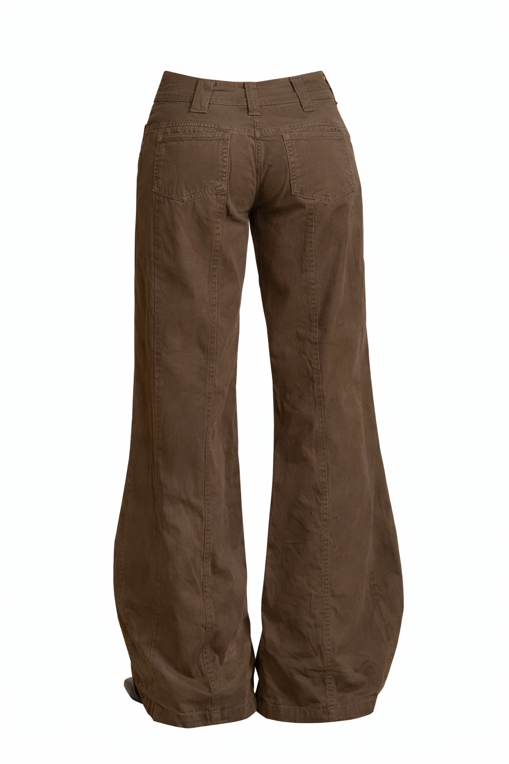 Retro Aesthetic Earthen Flare Low-Rise Trousers