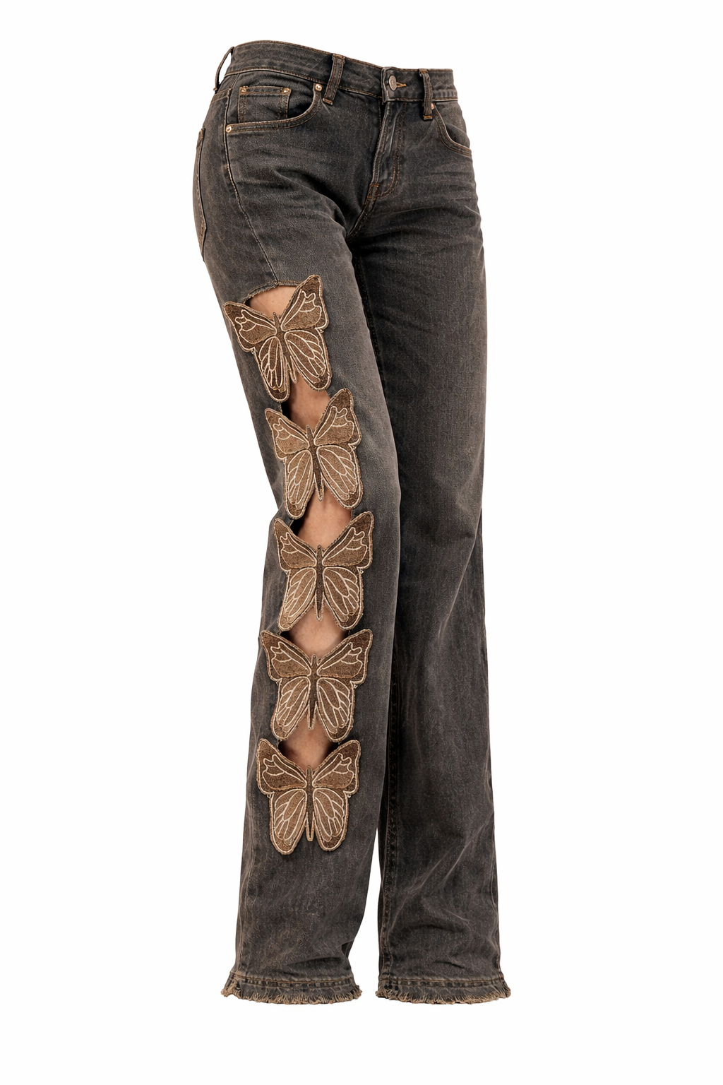 Butterfly Cut-Out Denim Jeans