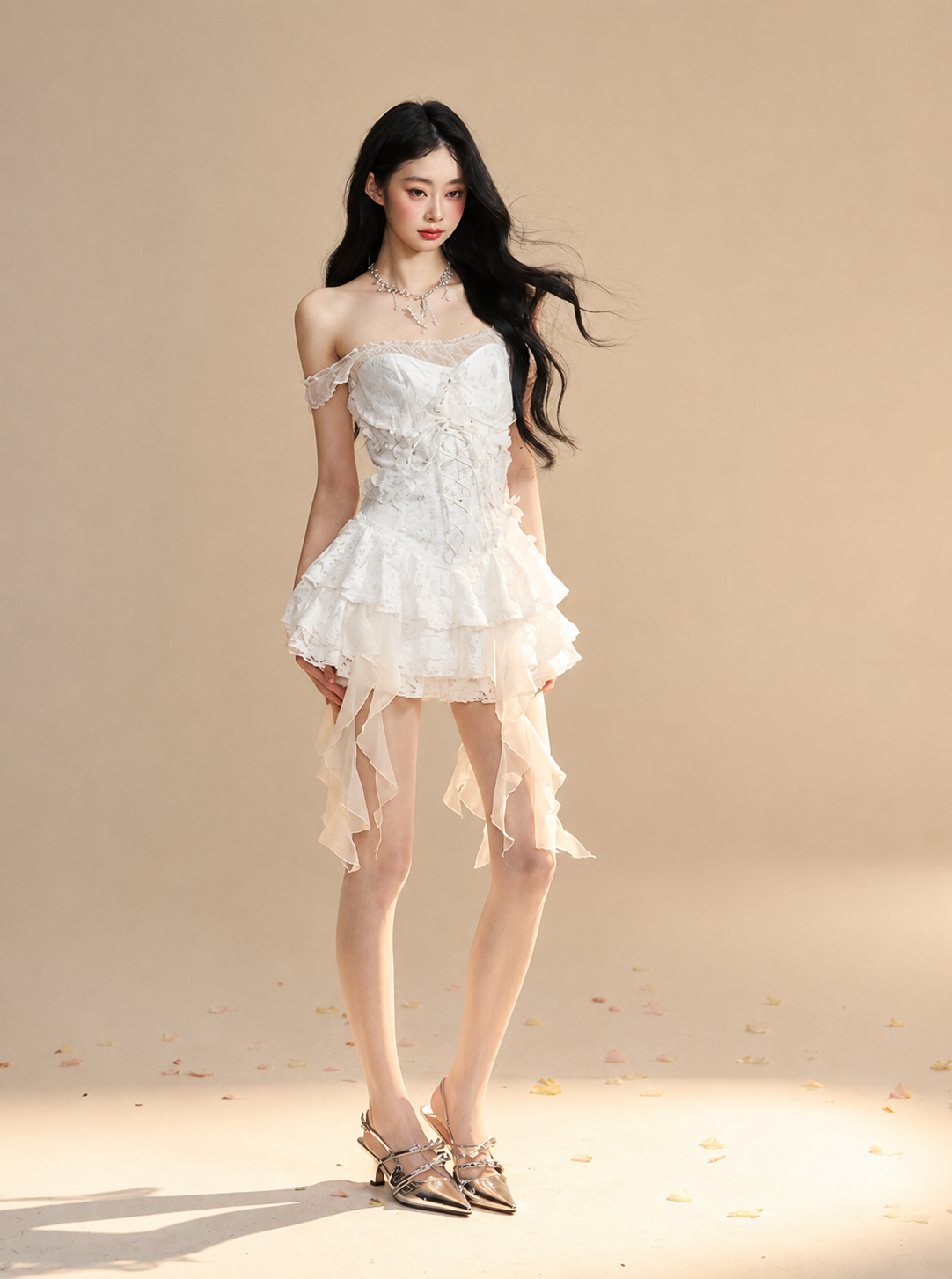 Angelcore Corset Ruffle Lace Dress