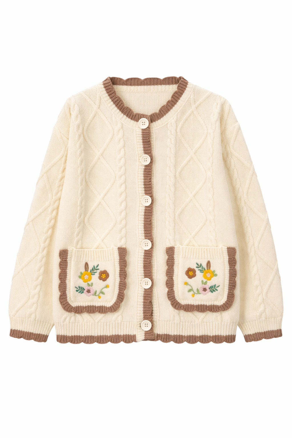 Mori Girl Meadow Bloom Cable Knit Cardigan