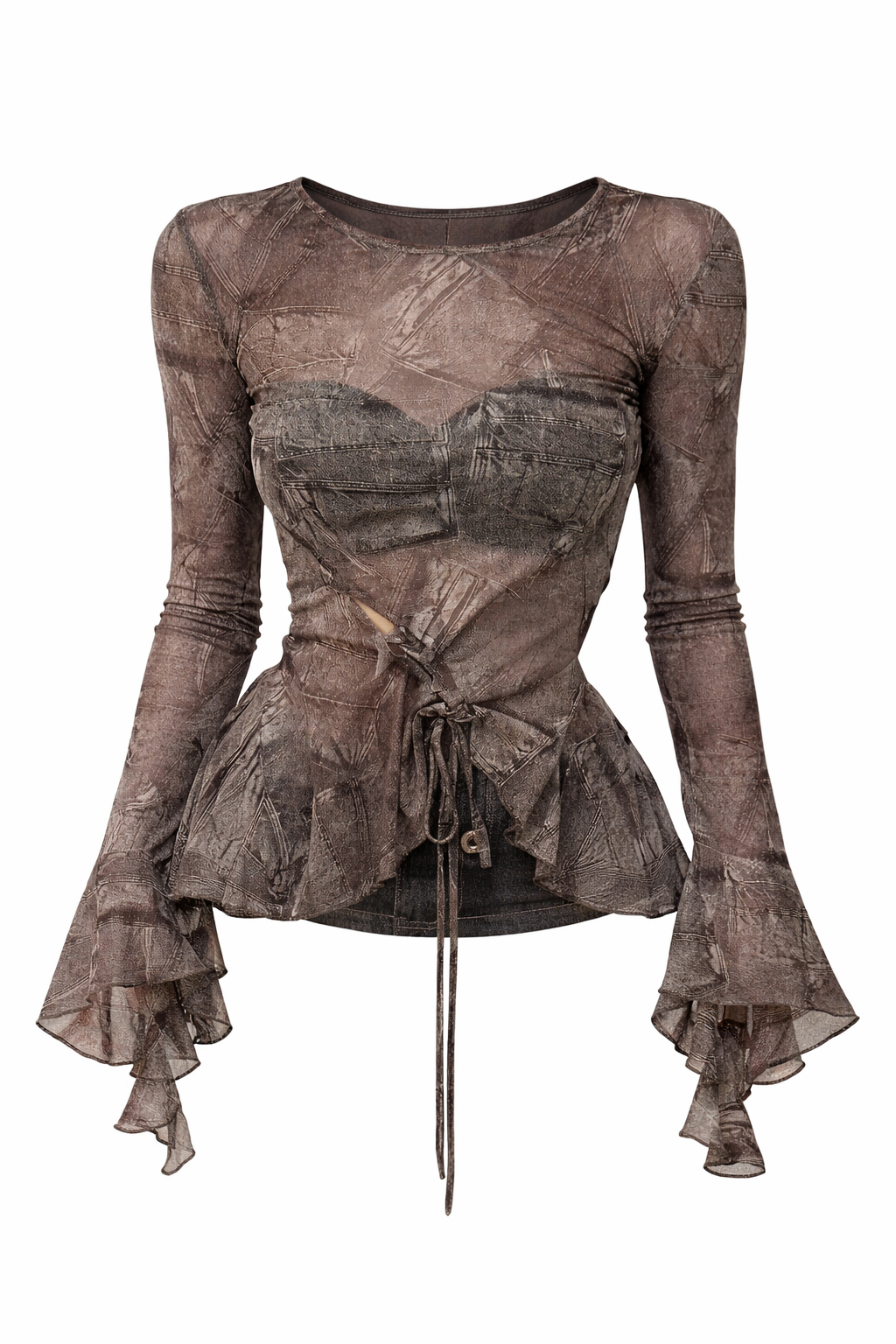 Fairy Grunge Ruined Reliquary Mesh Peplum Top