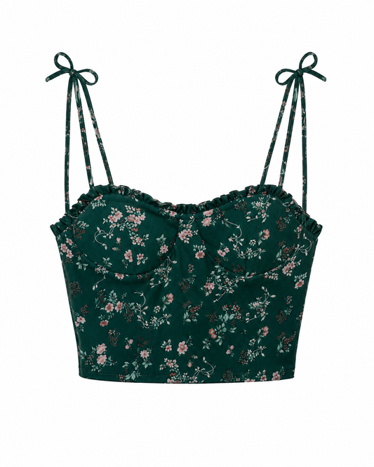 Cottagecore Forest Floral Bustier Crop Top