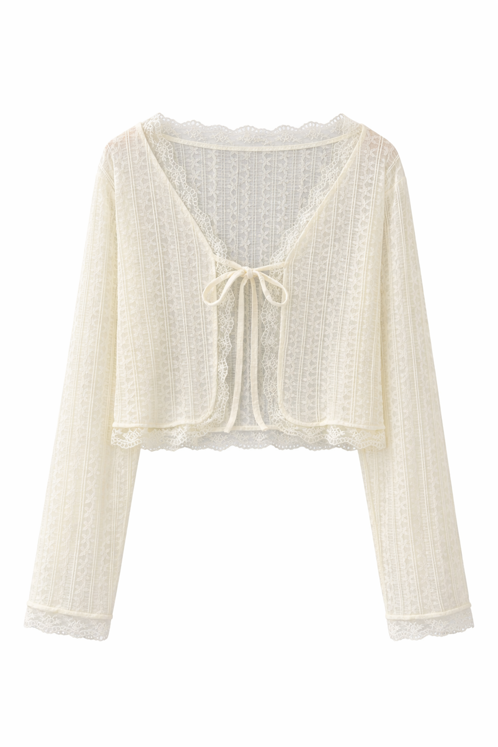 Fairycore Lace-Tied Bell Sleeve Cardigan