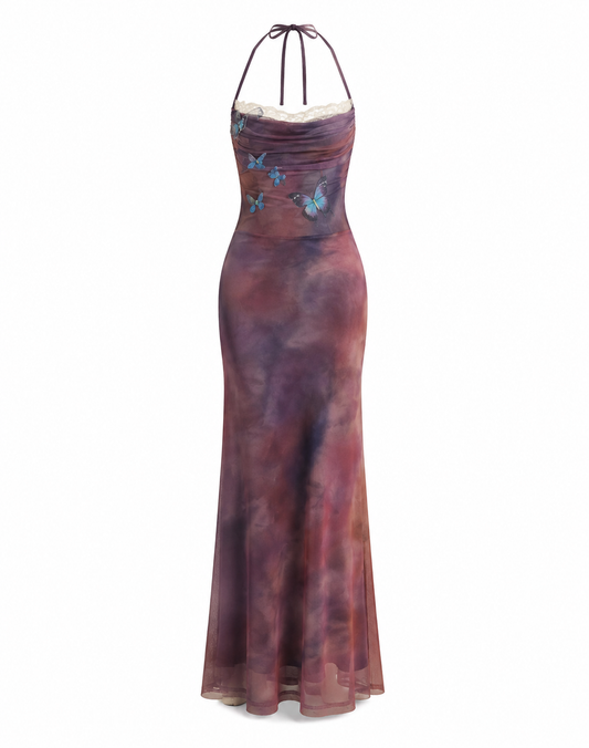Ethereal Butterfly Storm Maxi Dress