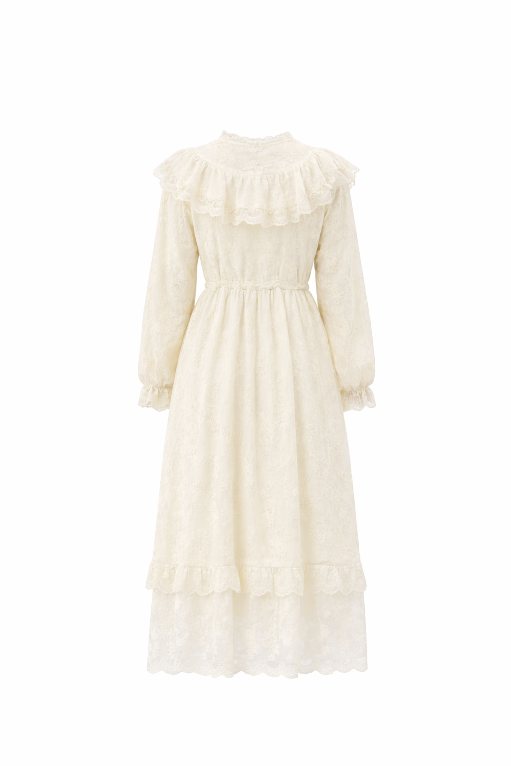 Mori Girl Pressed Flower Lace Midi Dress