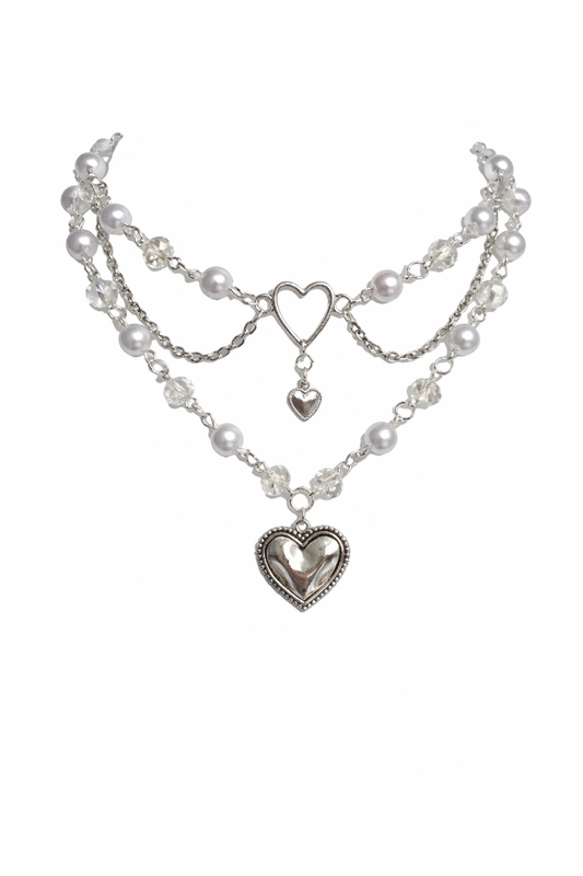 Fairycore Triple-Layer Heart Chain Necklace
