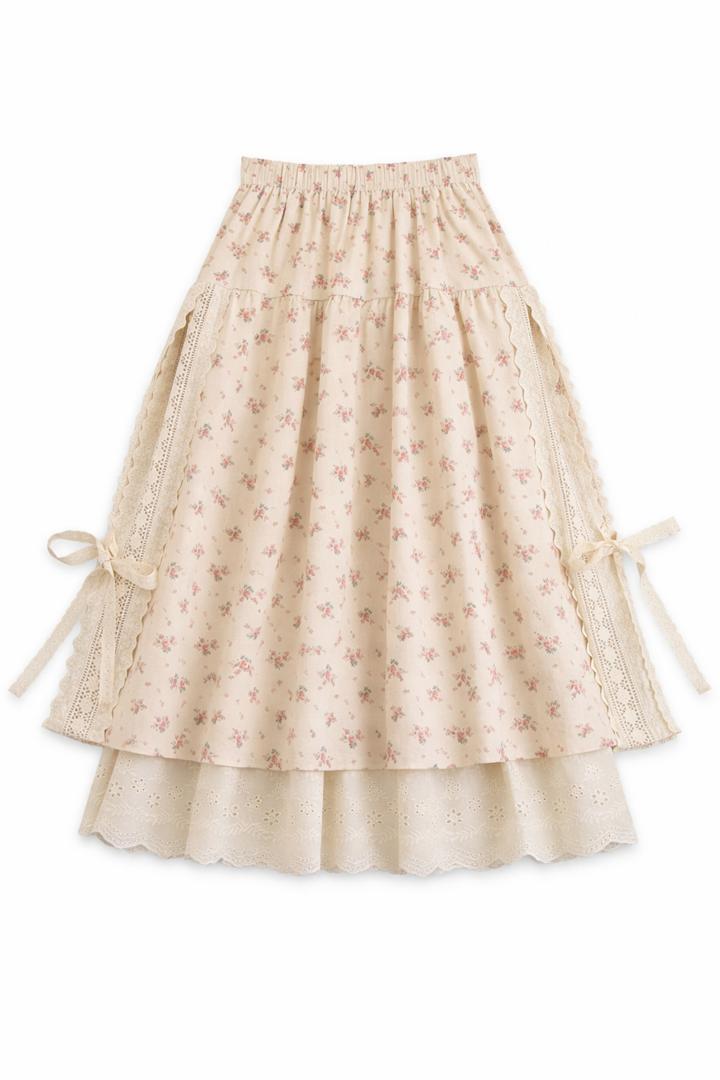 Mori Girl Pressed Violet Prairie Skirt